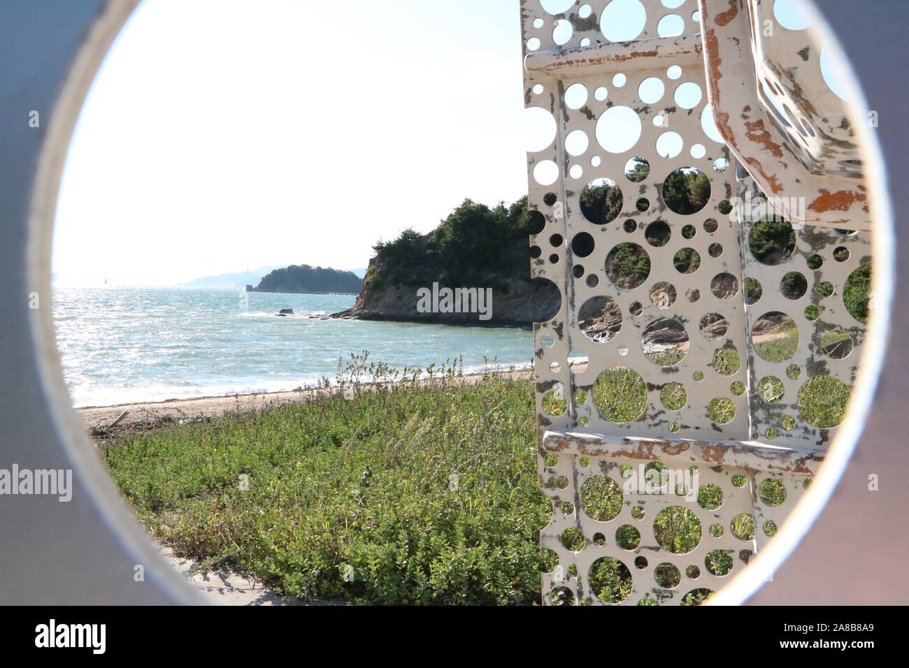 Naoshima Island Shore Framed through Art Stock Photo