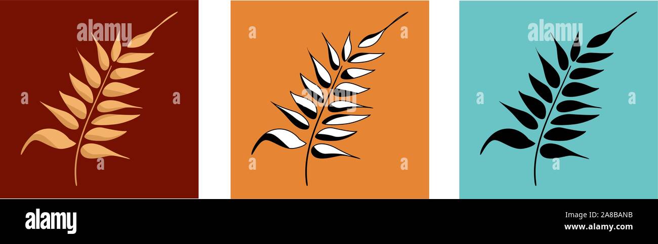 Spike of wheat, rye or barley logo. Editable vector in Color and Black and White. Stock Vector
