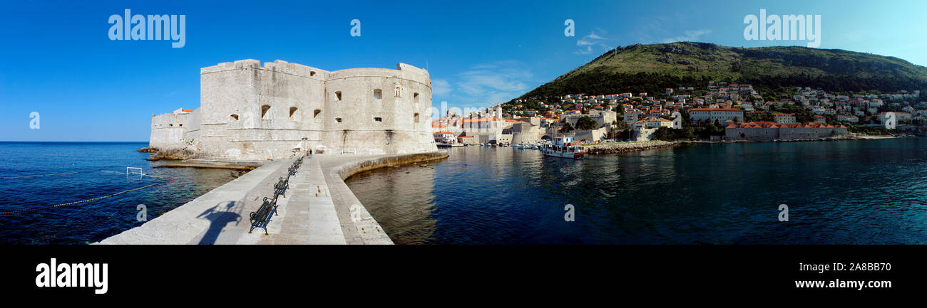 Ruins of a building, Fort St. Jean, Adriatic Sea, Dubrovnik, Croatia Stock Photo