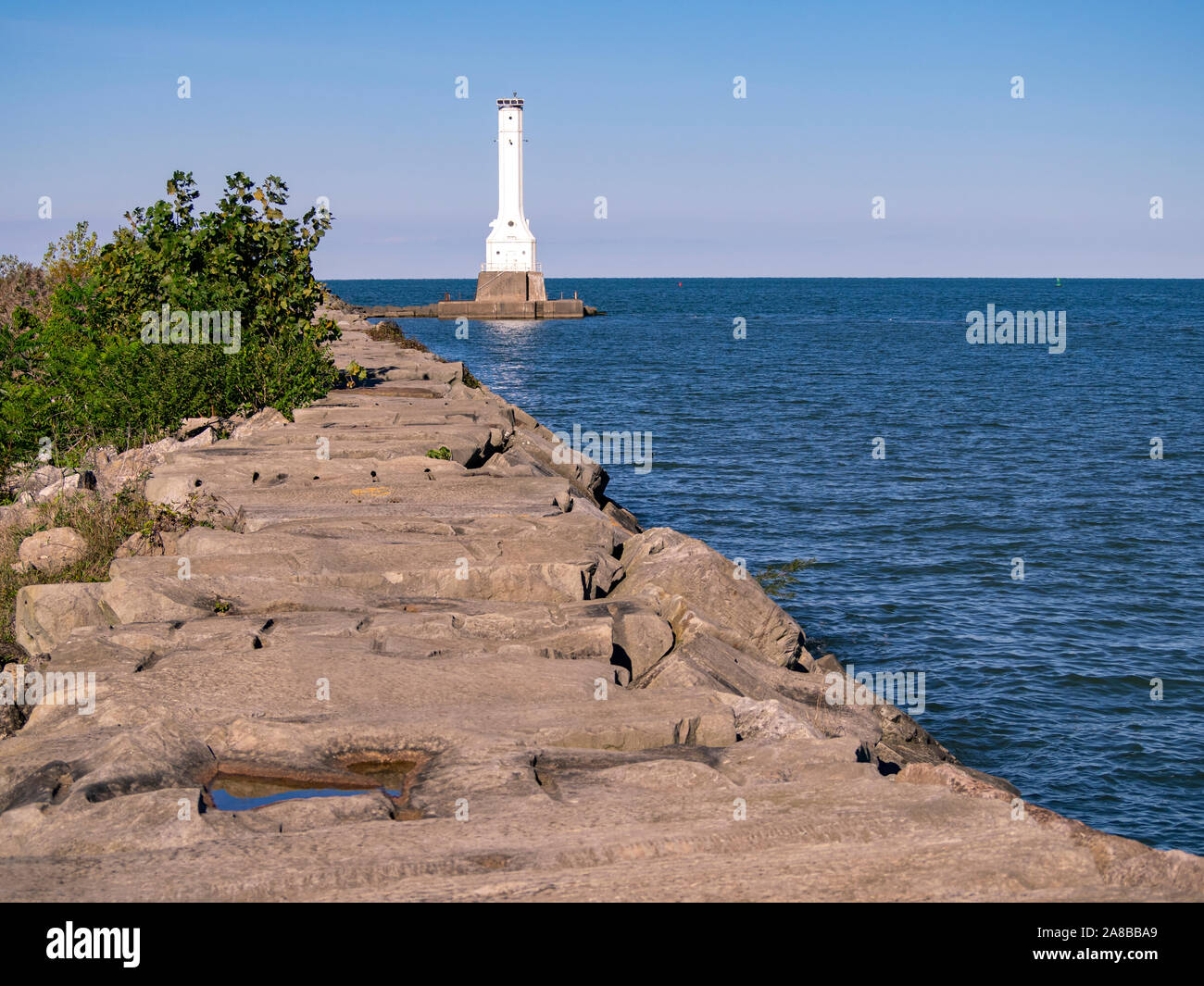 Huron Harbor Lighthouse on Lake Erie, America's Great Lakes, at the