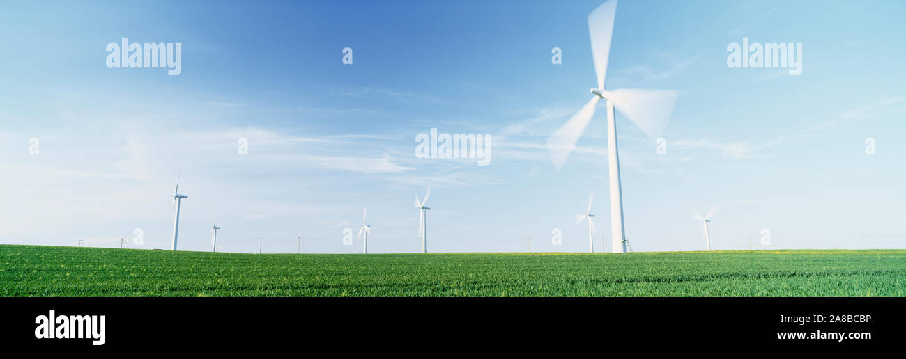 Wind turbines in a field, Easington, Holderness, East Yorkshire, England Stock Photo