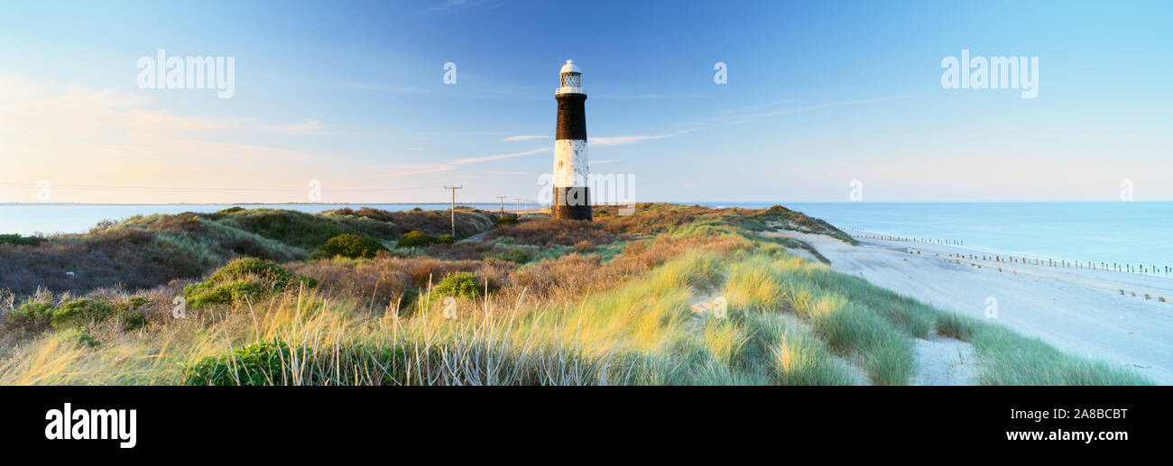 Lighthouse on the coast, Spurn Head Lighthouse, Spurn Head, East Yorkshire, England Stock Photo
