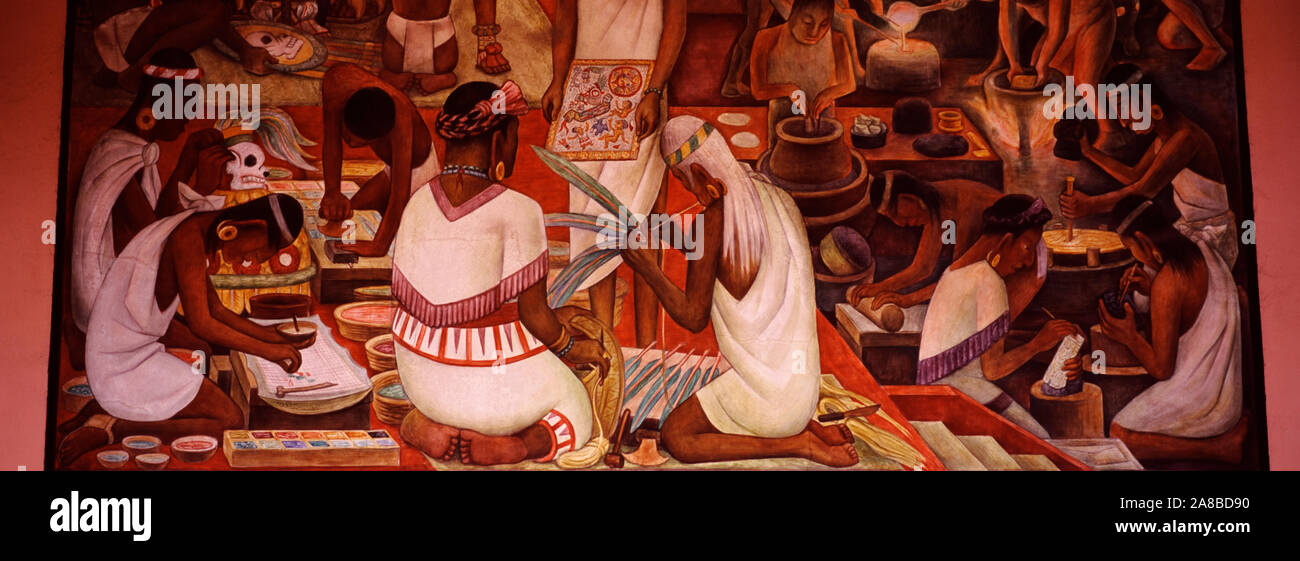 Close-up of Diego Rivera fresco in a palace, National Palace, Mexico City, Mexico Stock Photo