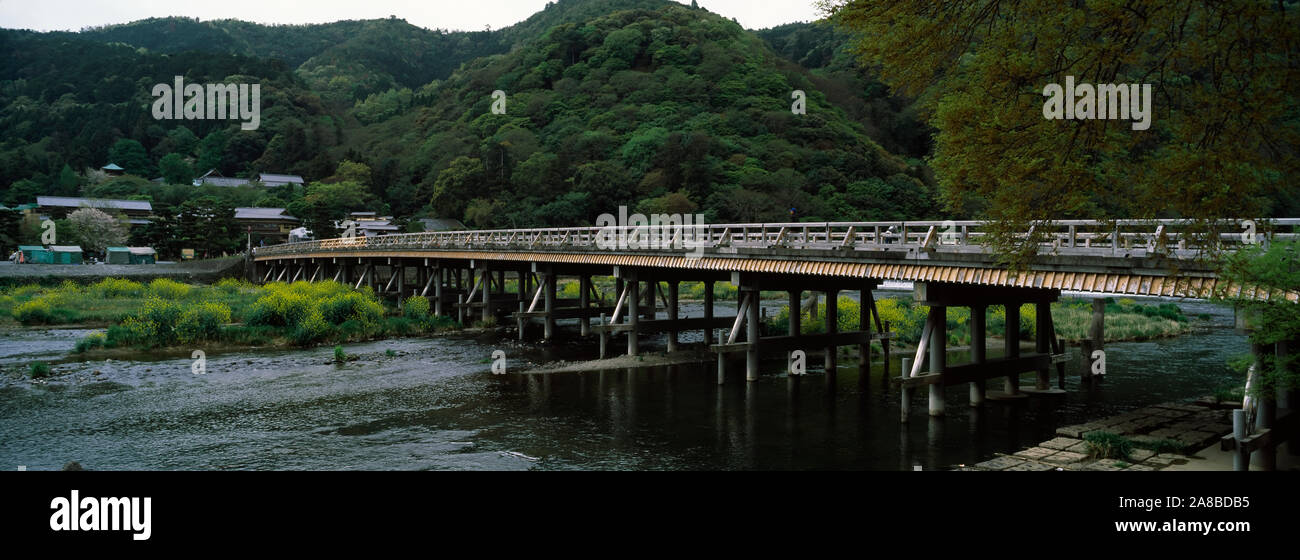 Togetsukyo Bridge, the Hozu and Katsura rivers, Arashiyama, Kyoto, Kyoto Prefecture, Kinki Region, Honshu, Japan Stock Photo