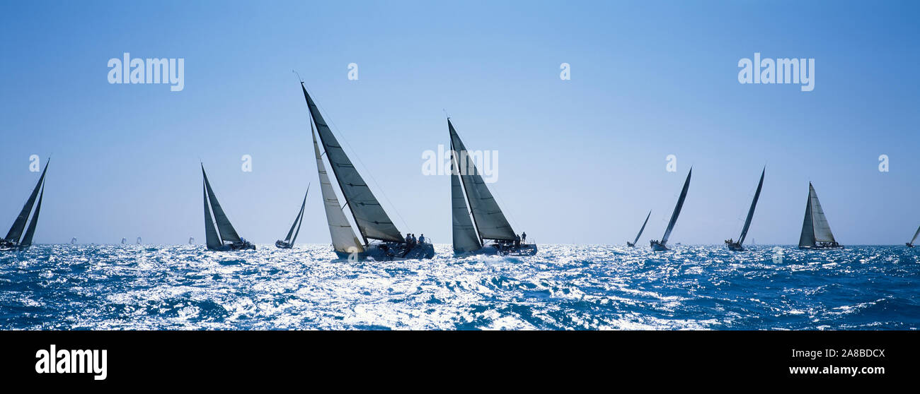 Sailboats racing in the sea, Farr 40's race during Key West Race Week, Key West Florida, 2000 Stock Photo