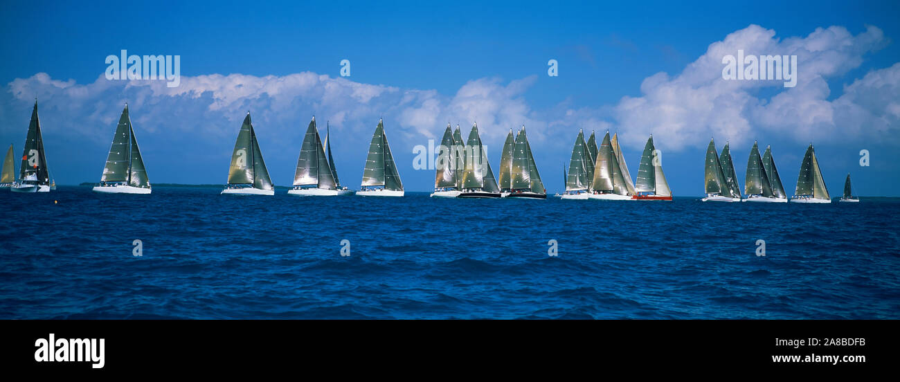 Sailboats racing in the sea, Farr 40's race during Key West Race Week, Key West Florida, 2000 Stock Photo