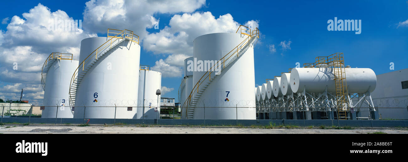 Storage tanks in a factory, Miami, Florida, USA Stock Photo