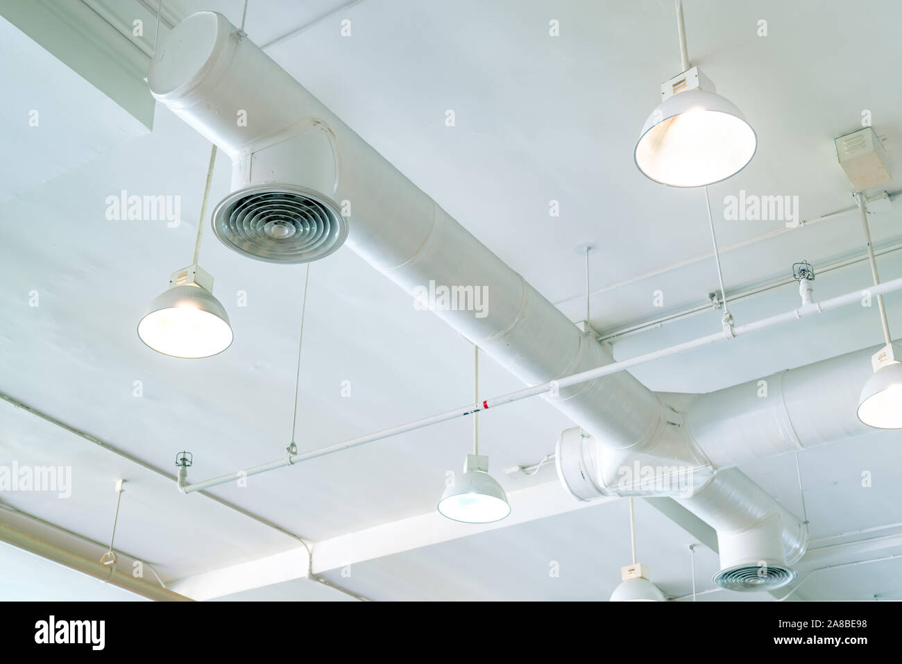 Air duct, air conditioner pipe and fire sprinkler system on white