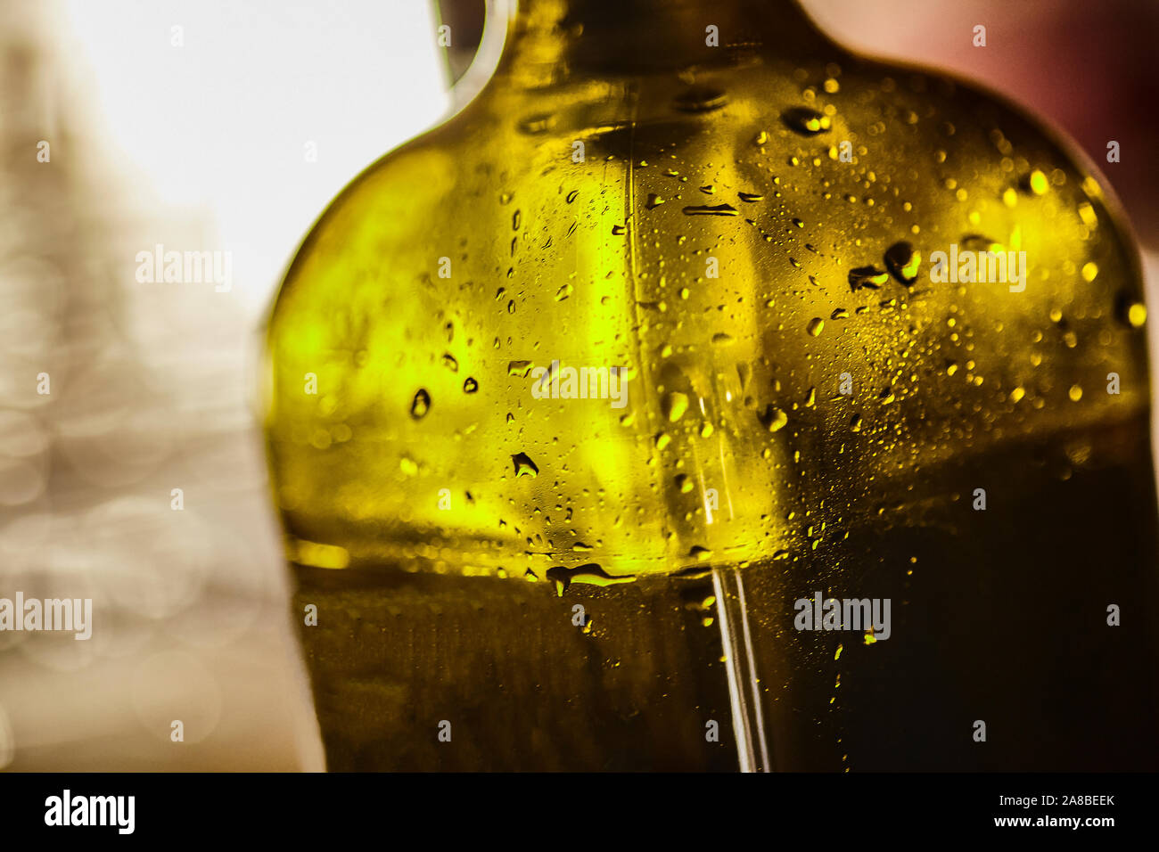 Detail of a green glass bottle Stock Photo Alamy