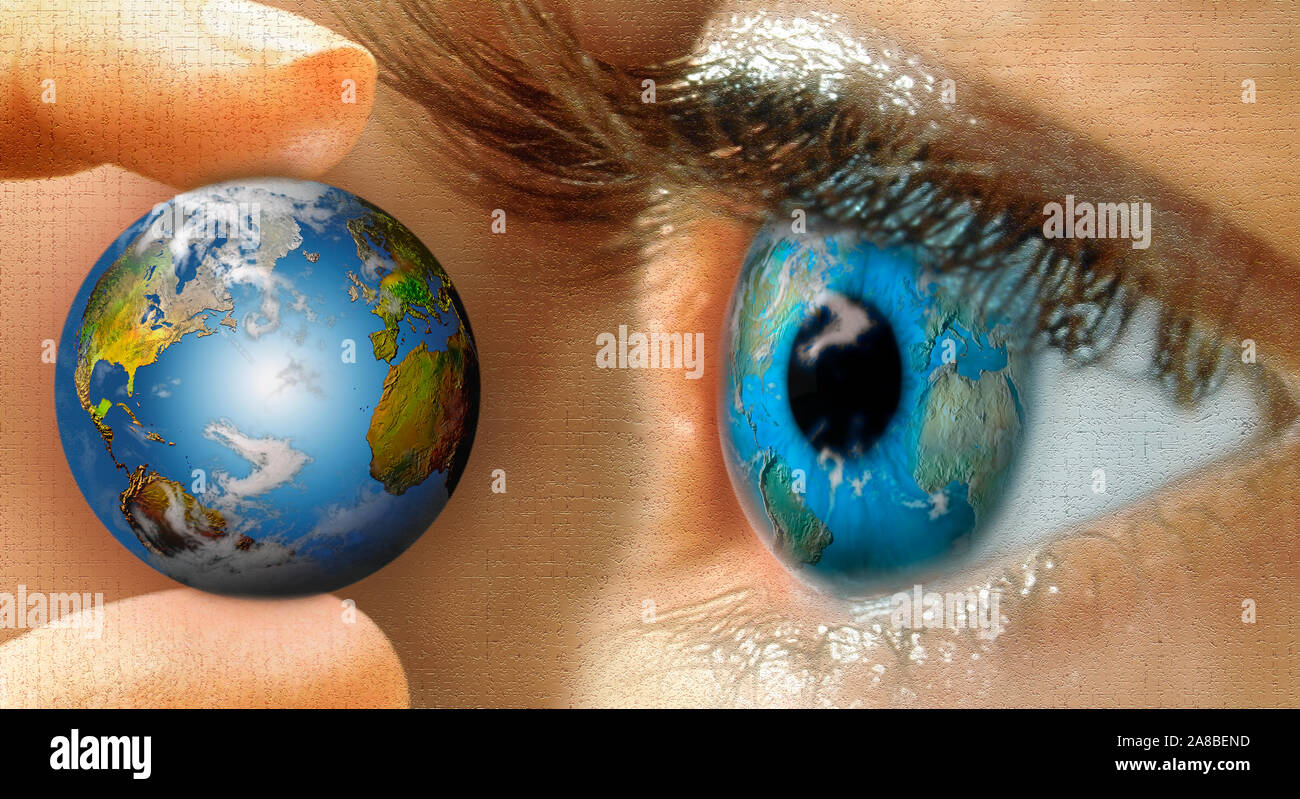 global vision eye with earth