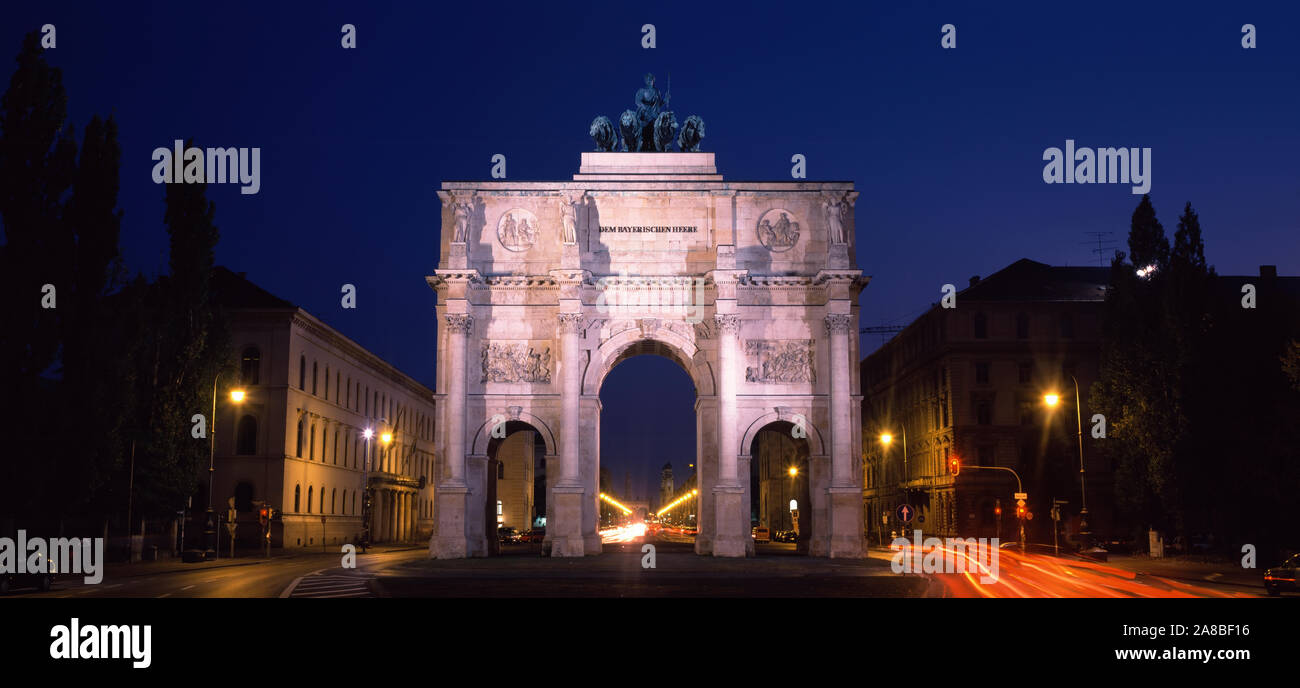 Triumphal arch, Siegestor, Munich, Bavaria, Germany Stock Photo