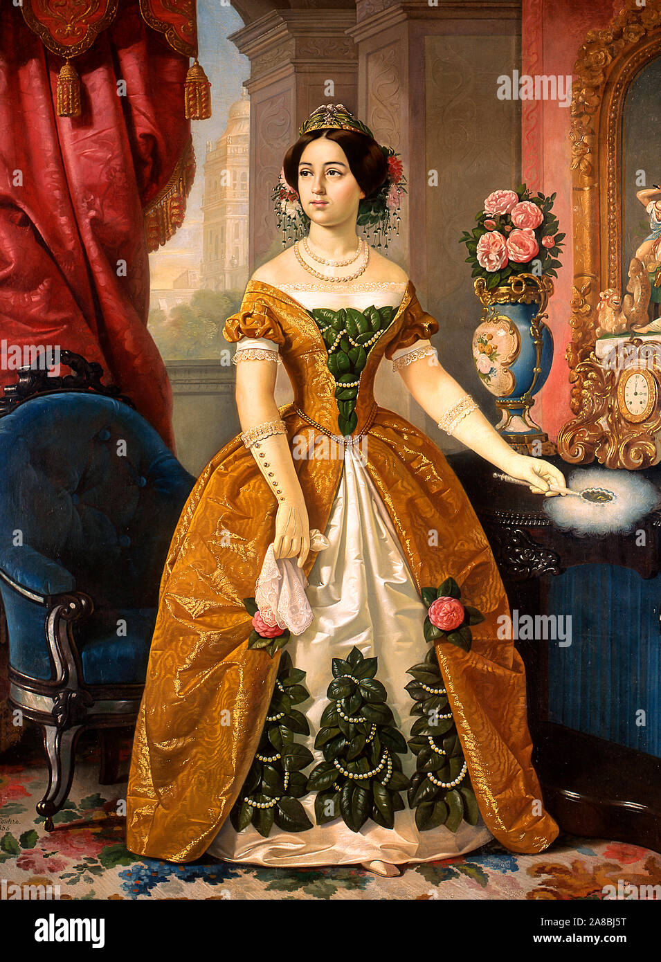 Portrait of Dona Dolores Tosta de Santa Anna - Juan Cordero, 1855 Stock Photo