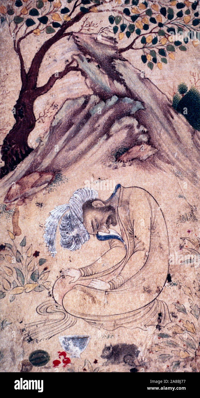 A Sufi in Ecstasy in a Landscape. Iran, Isfahan (c. 1650-1660) Stock Photo