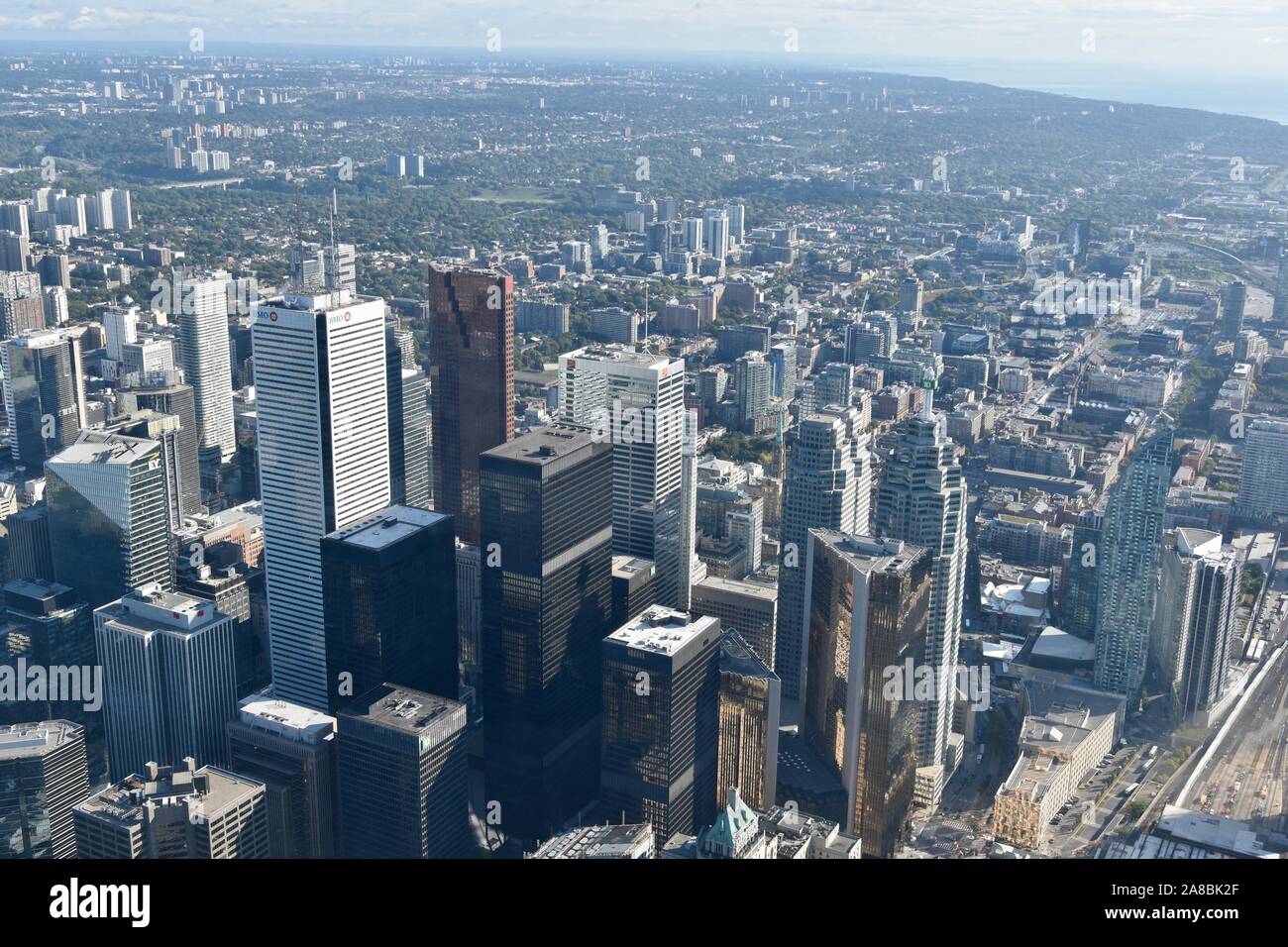 View of Toronto, Ontario, Canada as seen from atop the CN Tower Stock ...