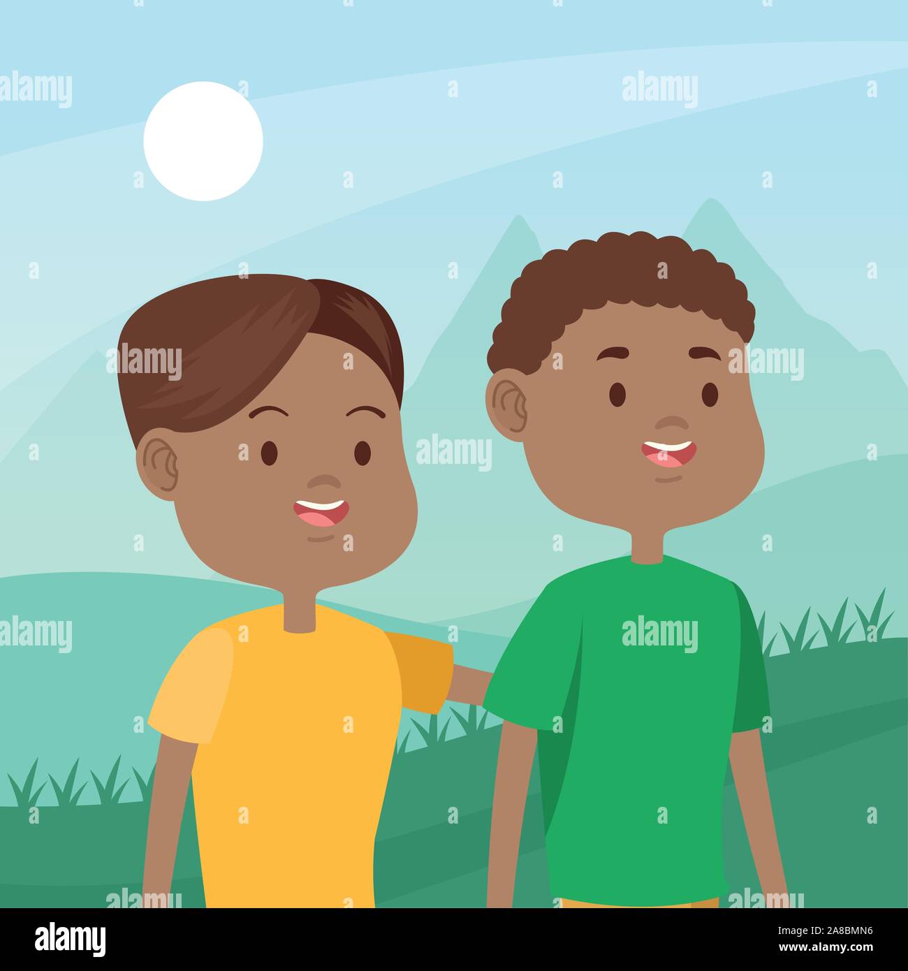 young couple characters in the field Stock Vector Image & Art - Alamy