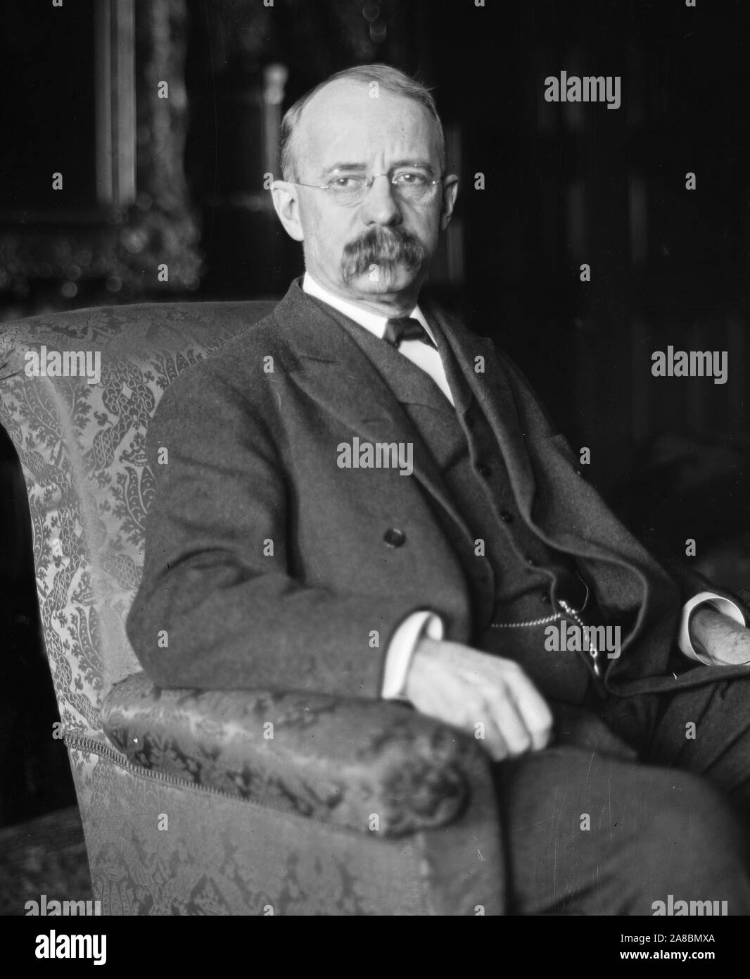 E.H. Harriman, seated in chair ca 1908 Stock Photo Alamy