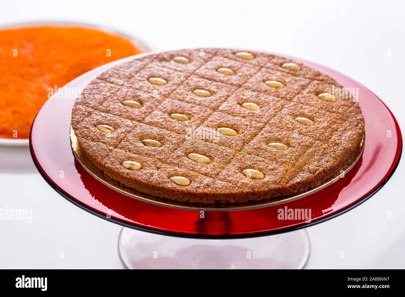 oriental basbousa semolina cake with almonds Stock Photo