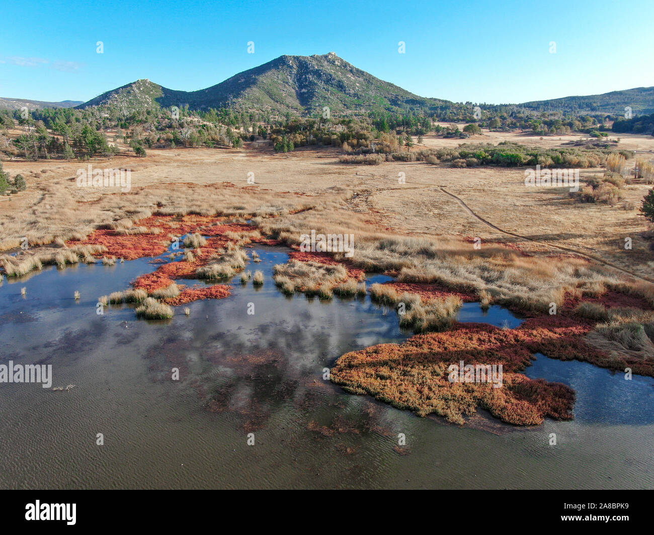 Aerial View Of Lake Cuyamaca 110 Acres Reservoir And A Recreation
