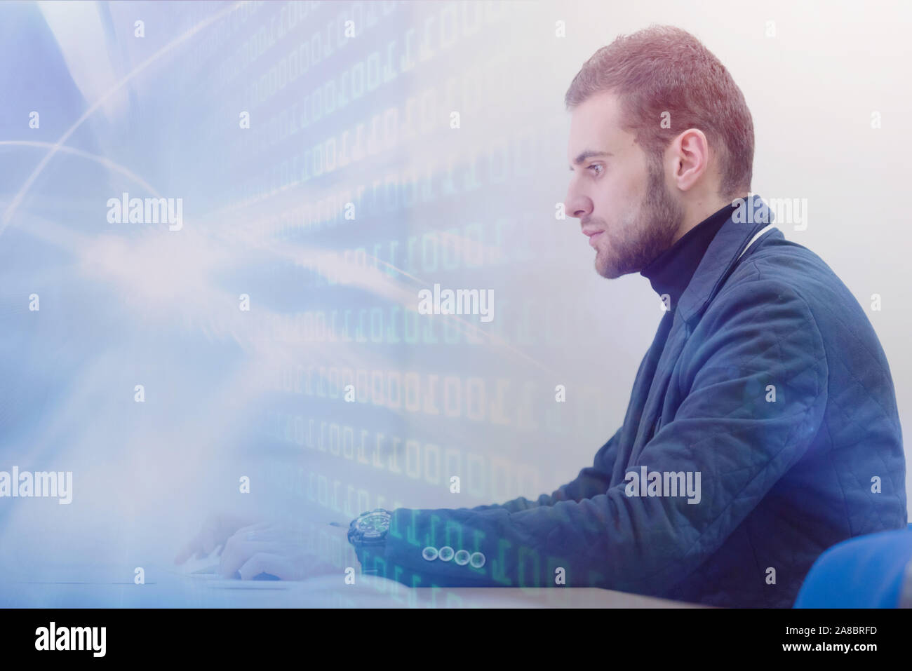 Programmer working in a software development and coding technologies. Website design.Technology concept. Stock Photo