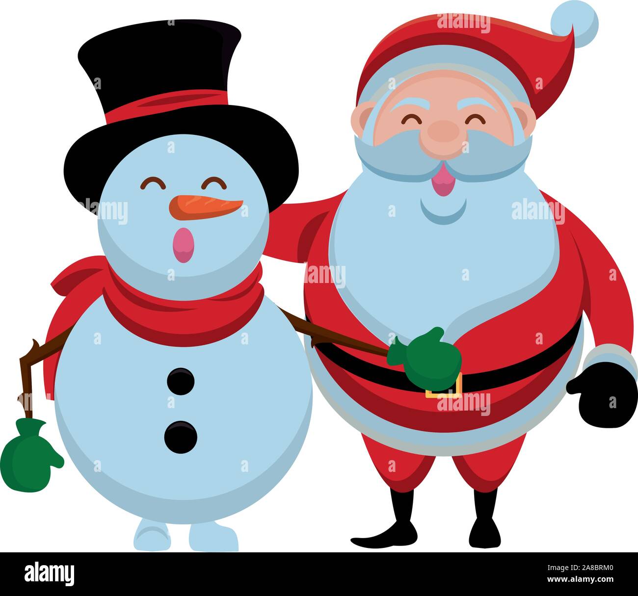 merry christmas santa claus and snowman characters Stock Vector Image ...