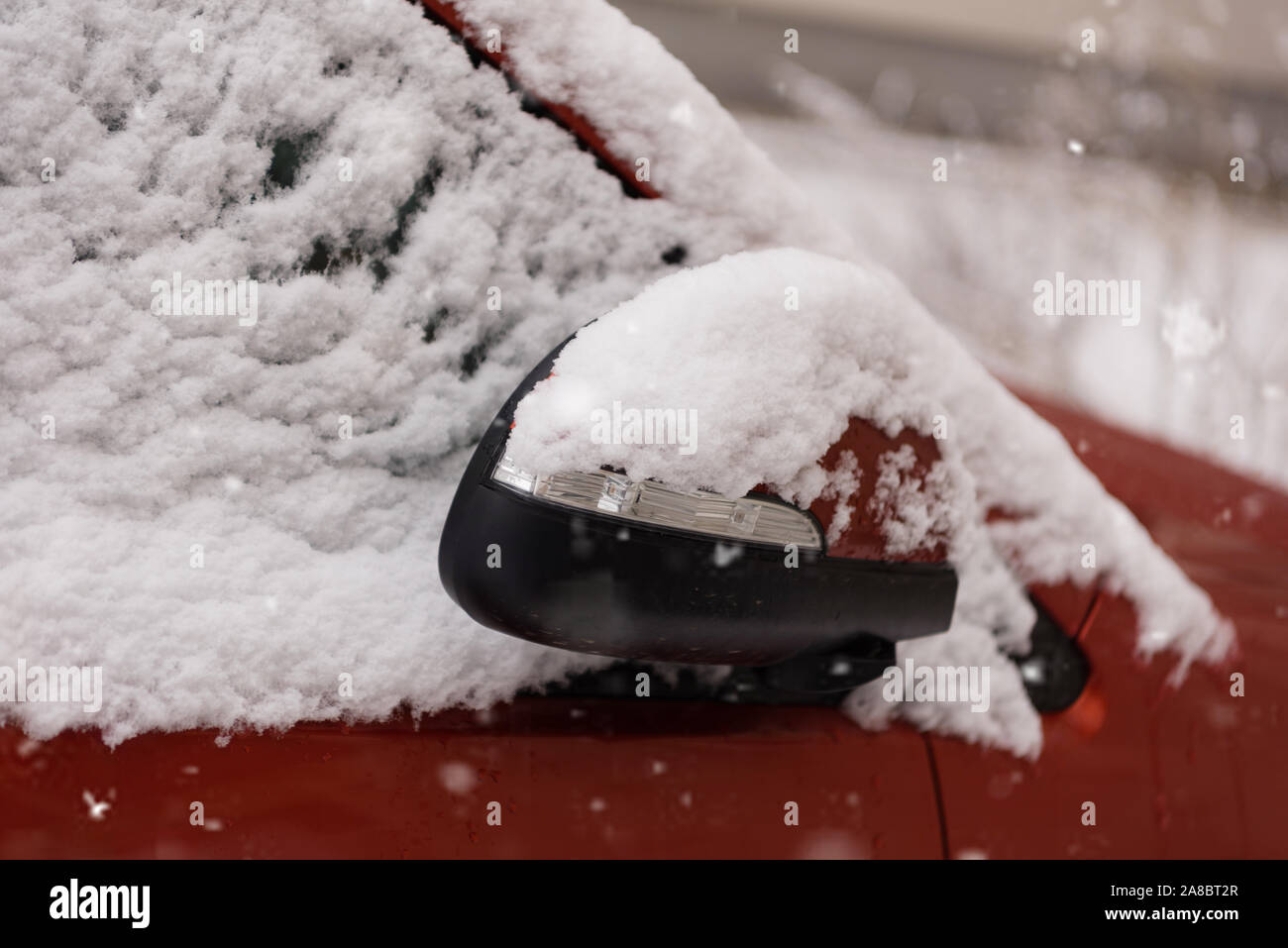 In the street side parked cars covered with snow. Car under snow and ...