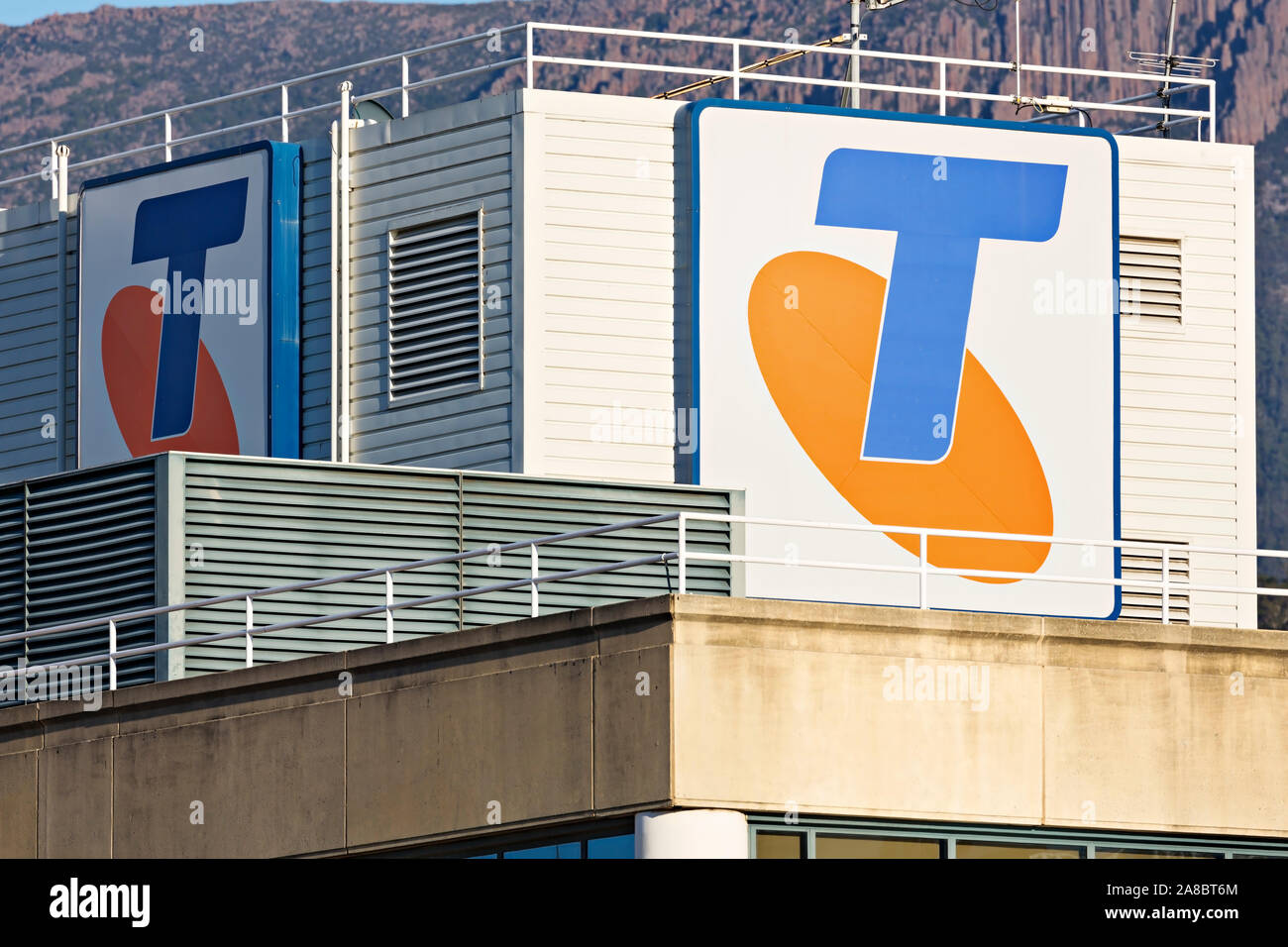 Hobart Australia / The telecommunications giant Telstra's logo on ...