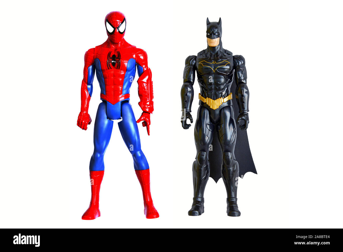 Comic-Figuren, Spider-Man und Batman, Spinnenmann und Fledermausmann Stock  Photo - Alamy