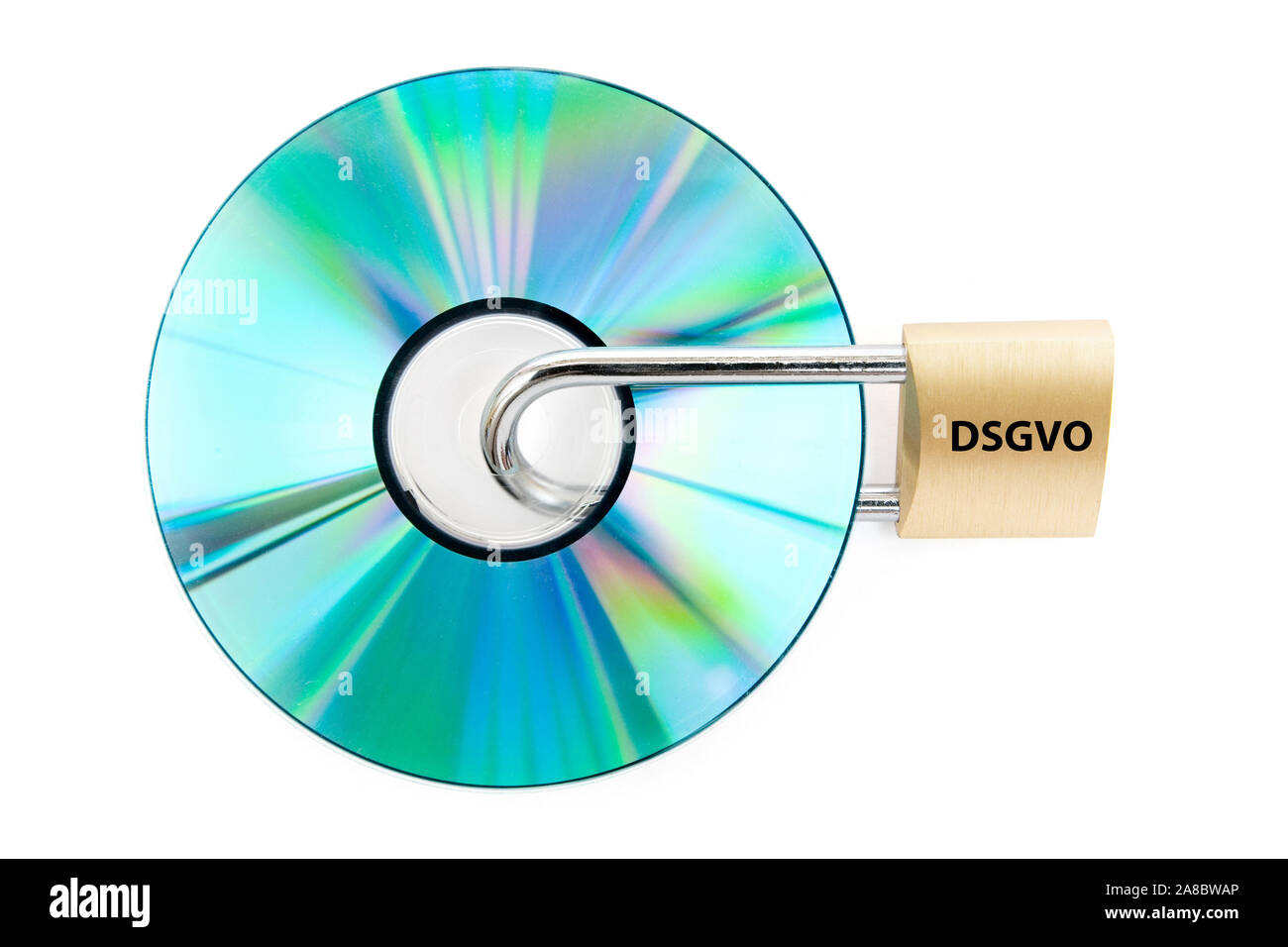 DVD, Daten, geschuetzt, Sicherheitsschloss, Aufschrift, DSGVO, Stock Photo