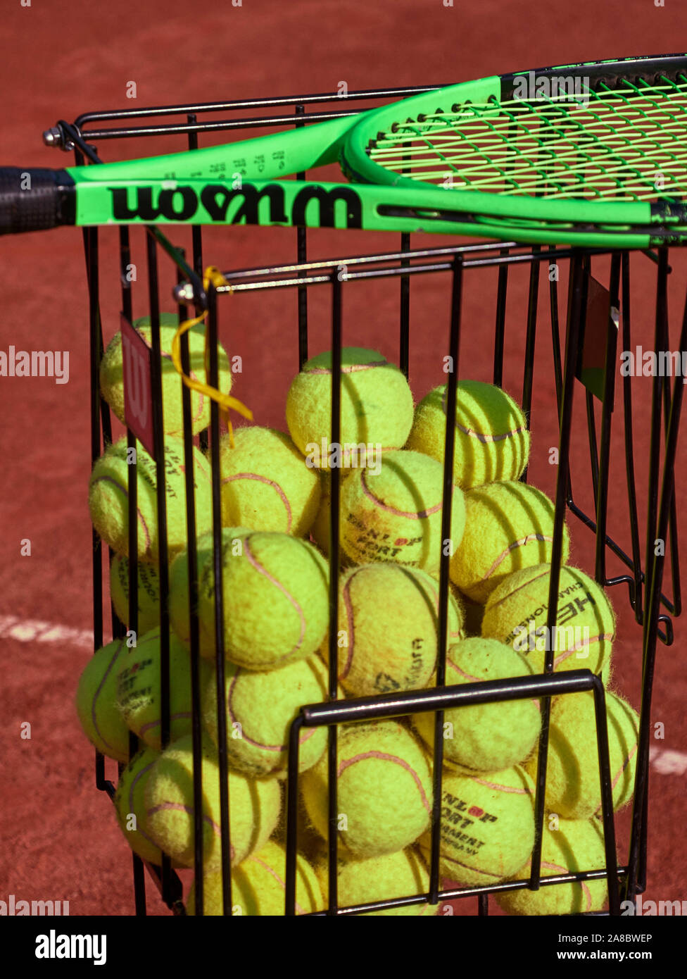 Tennis and Balls green and red Stock Photo Alamy