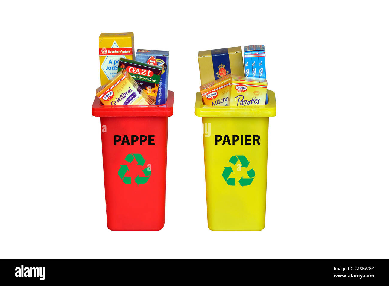 Papier, Pappe, Recycling, Wertstoffe, Muelltonne, Stock Photo