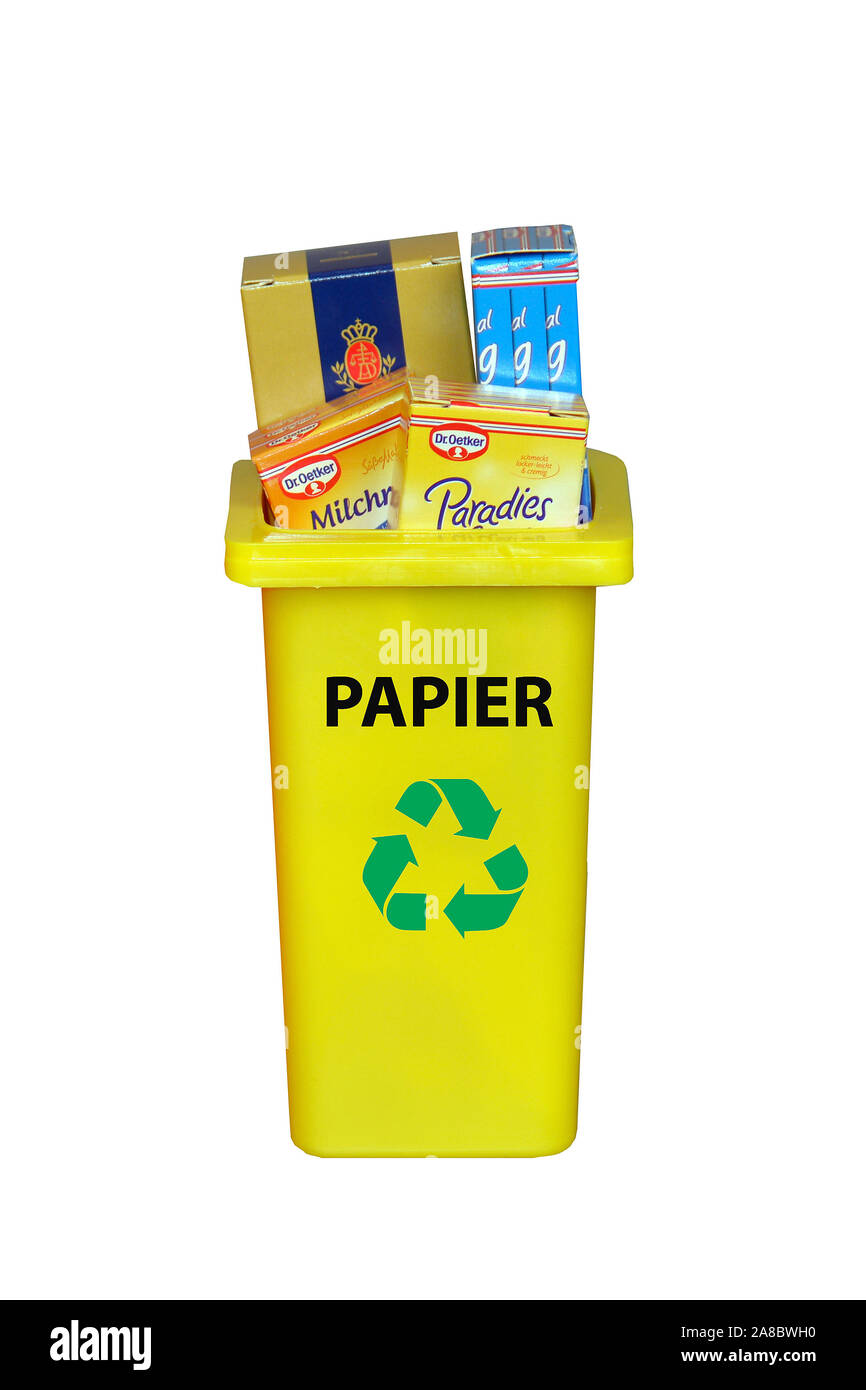 Papier, Pappe, Recycling, Wertstoffe, Muelltonne, Stock Photo