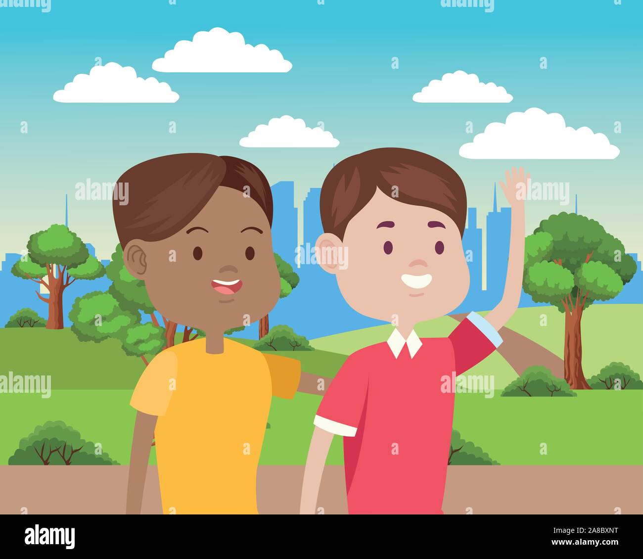 young couple characters in the field Stock Vector Image & Art - Alamy