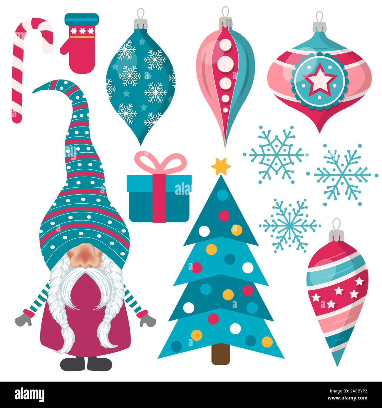 Beautiful flat design Christmas collection Stock Vector