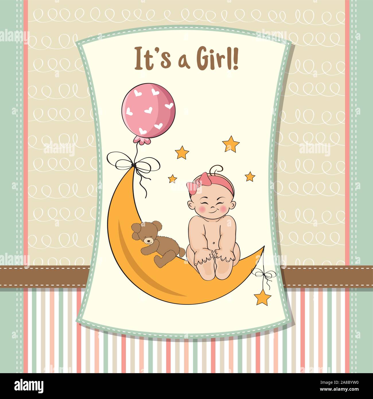 baby girl shower card Stock Vector Image & Art - Alamy