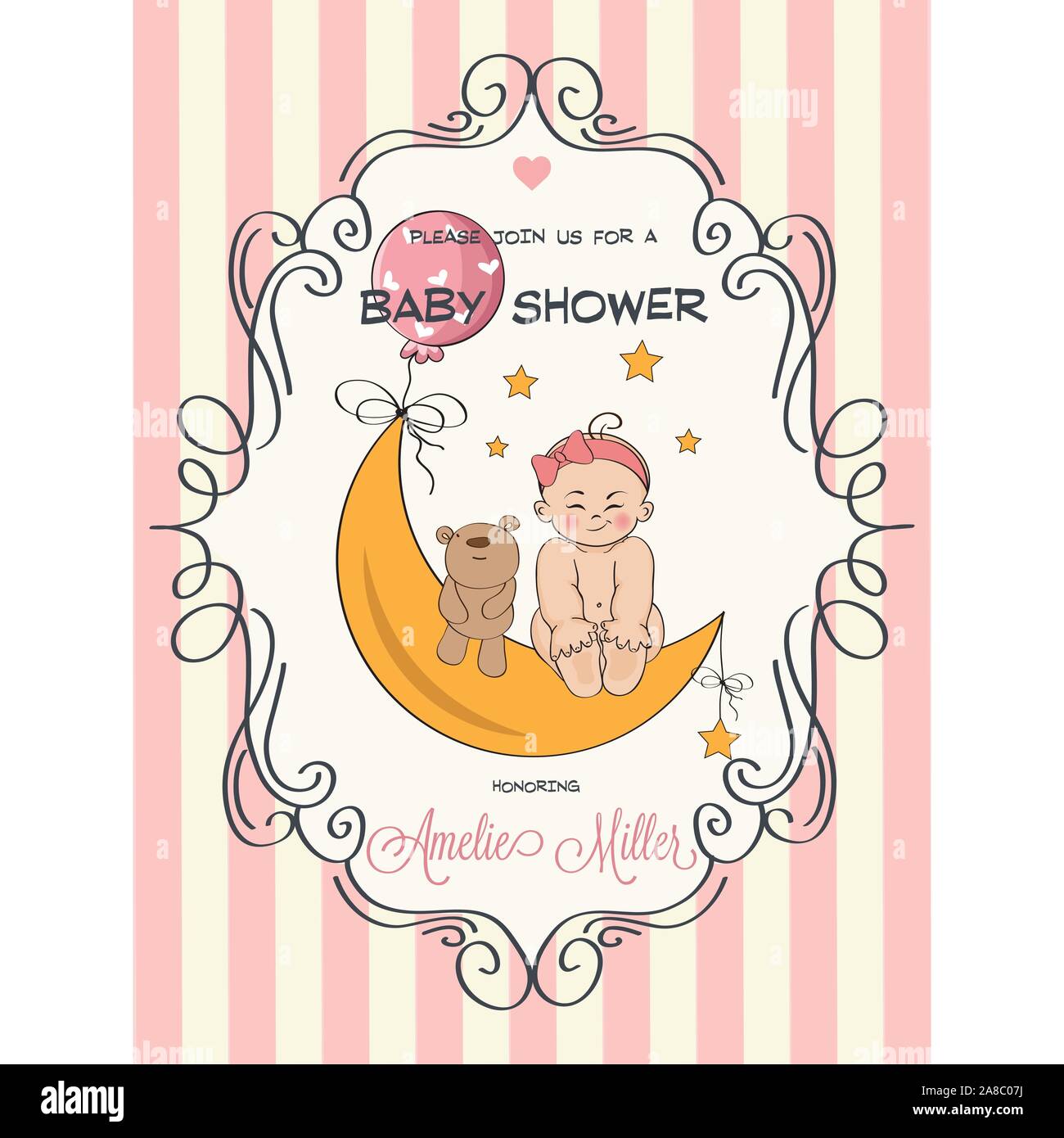 delicate baby girl shower card Stock Vector Image & Art - Alamy