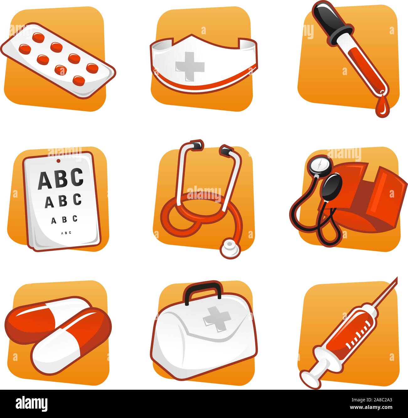 Medical icon set pills nurse dropper syringe - Illustration Stock Vector