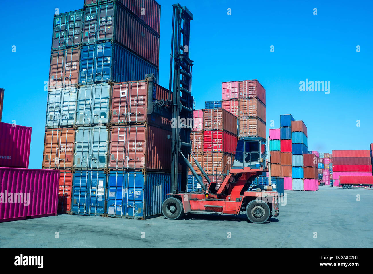 Load container into the yard Stock Photo - Alamy