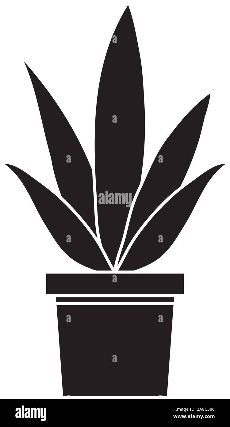 silhouette of plant in house pot isolated icon Stock Vector Image & Art ...