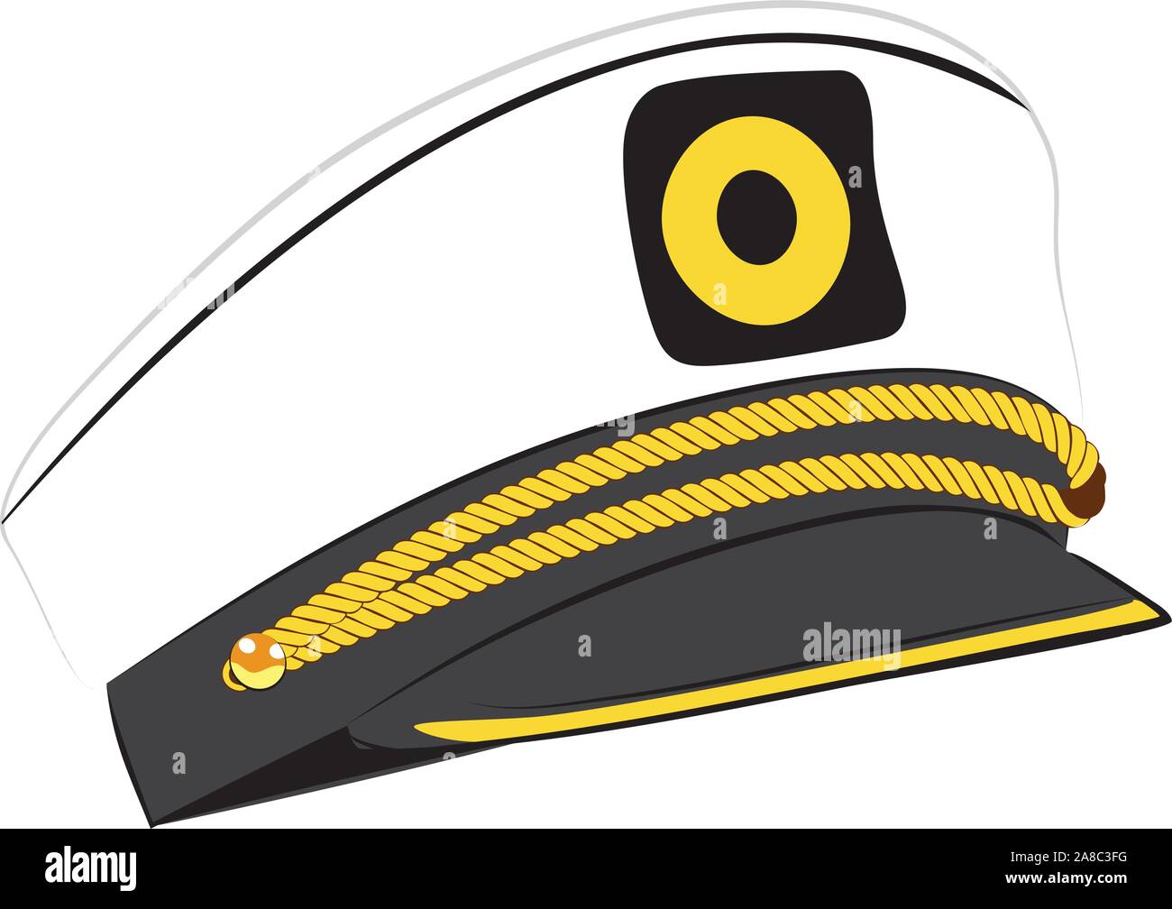 Hat of captain, sailor cap illustration on white background Stock