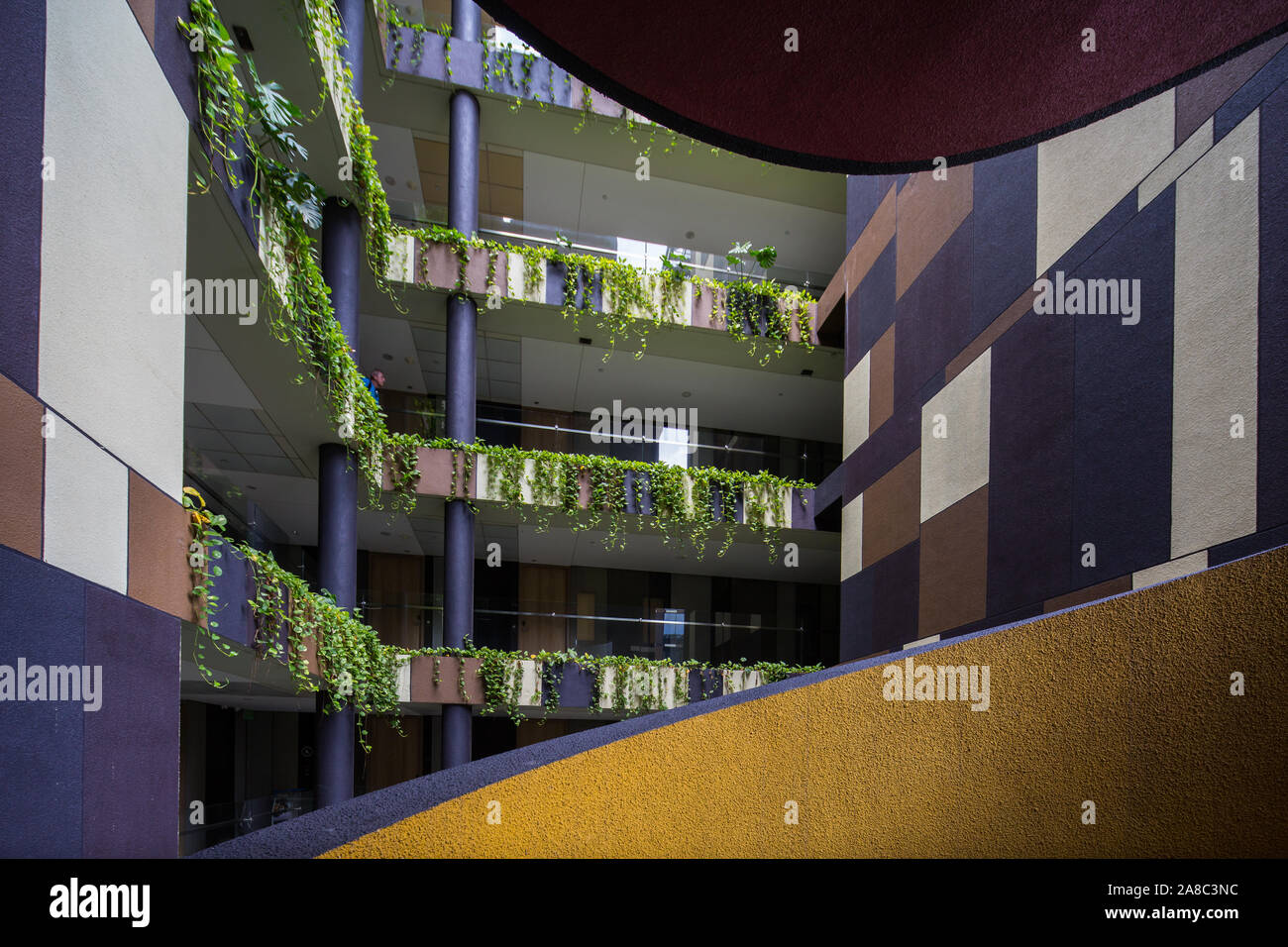 Common area of Crowne Plaza hotel premises in Changi Airport T3, Singapore Stock Photo