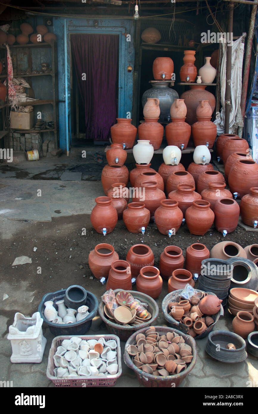 Earthen pots for sale at Kumbharwada, Mumbai, India Stock Photo Alamy