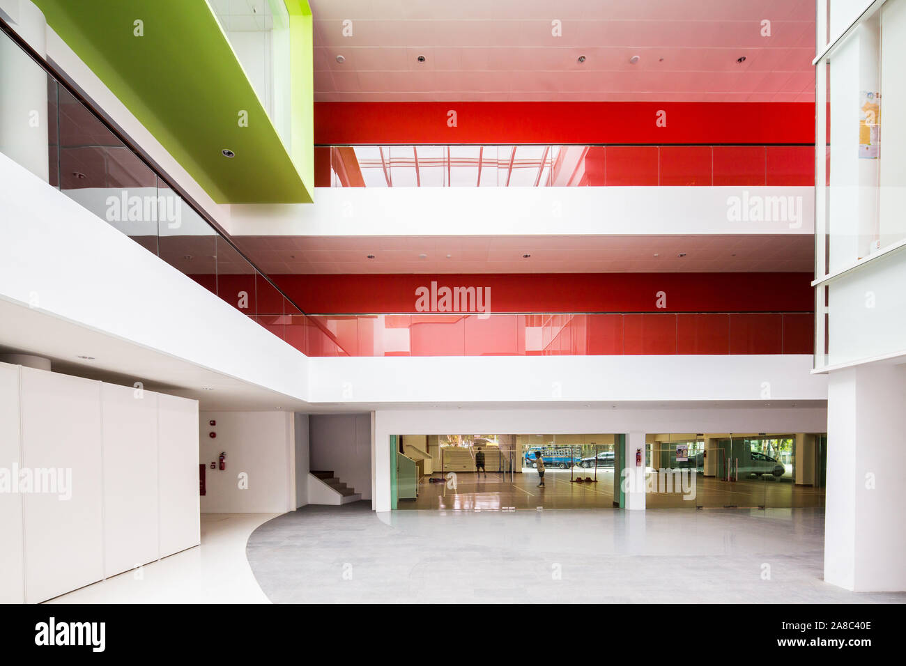 Community centre interior design with strong colour contrast to make it pop out. Stock Photo