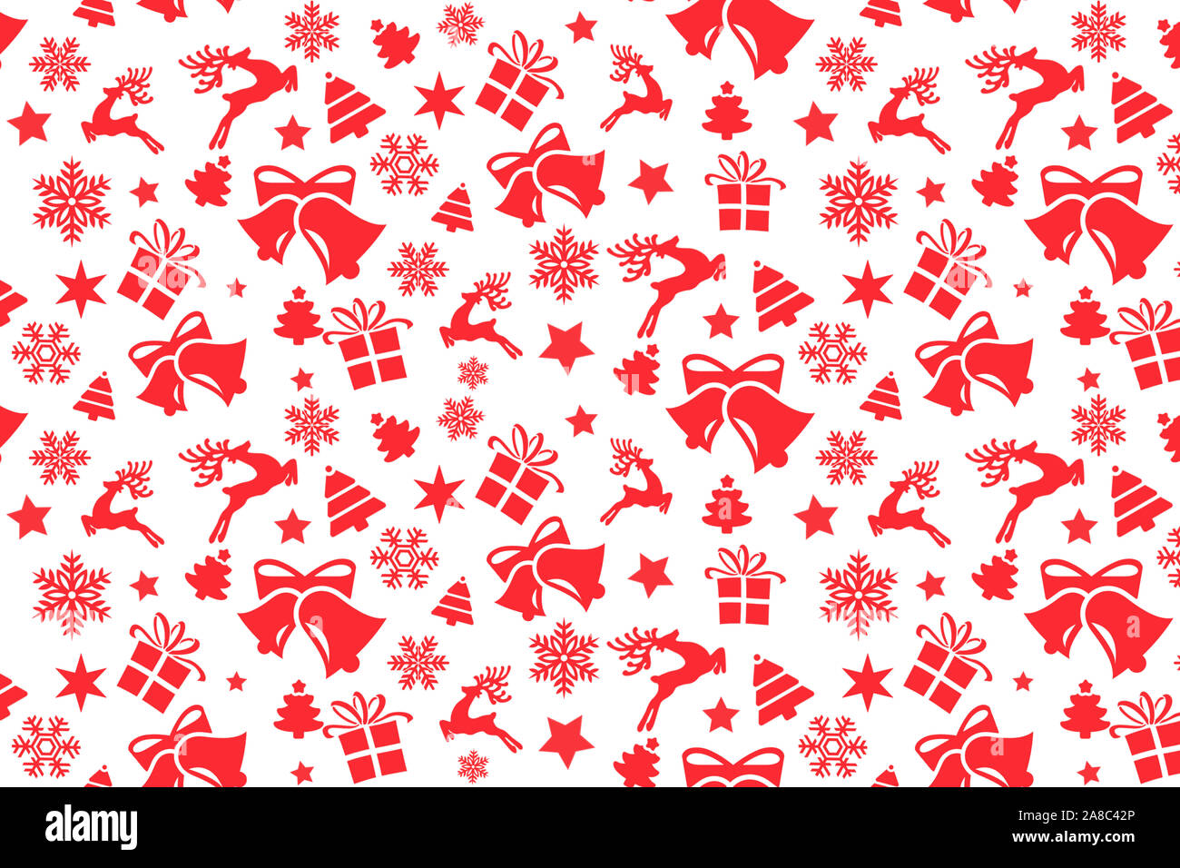 Christmas seamless pattern with Christmas red elements Stock Photo