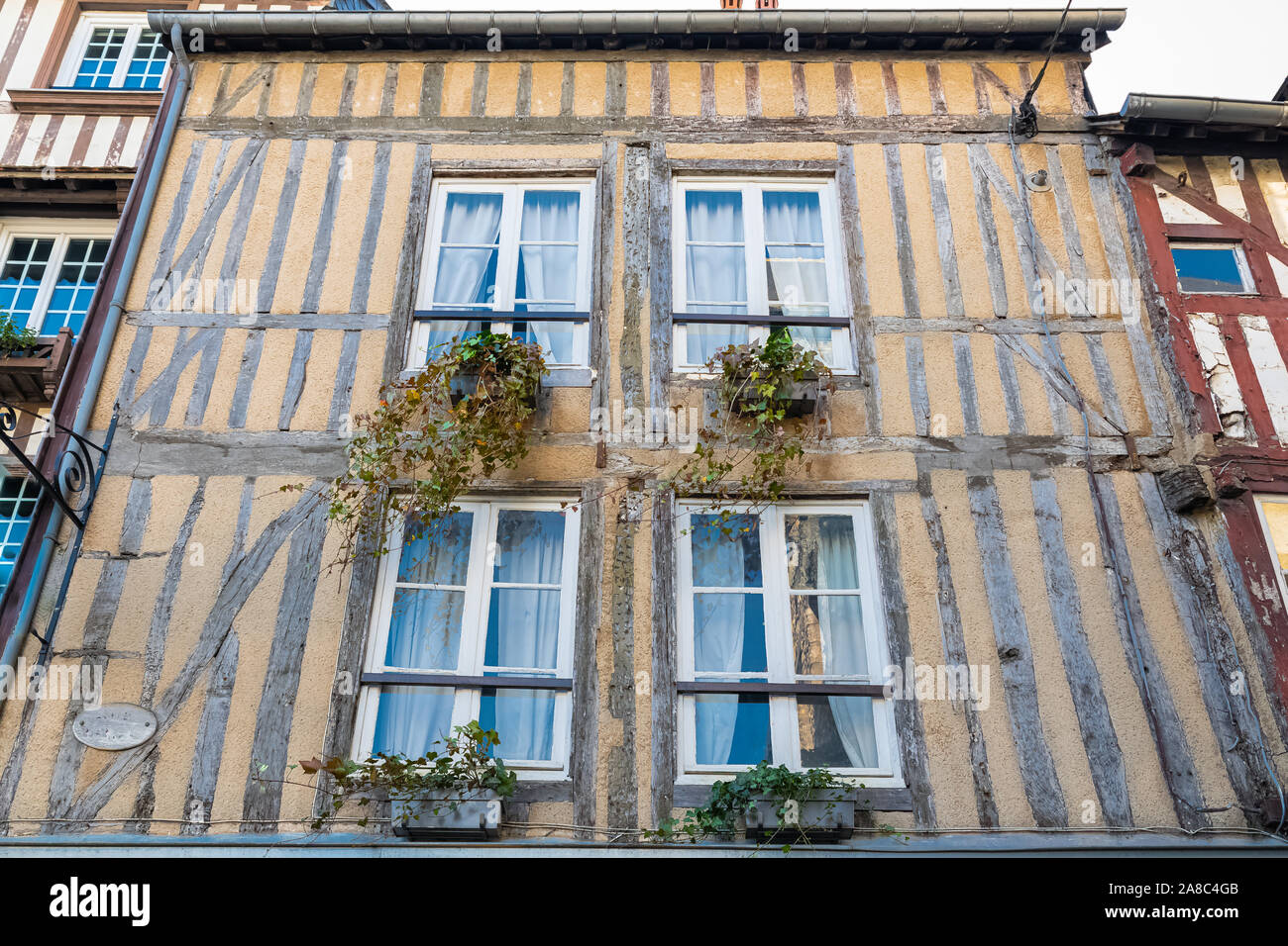 Honfleur, Normandy, typical houses with halftimbered facade Stock