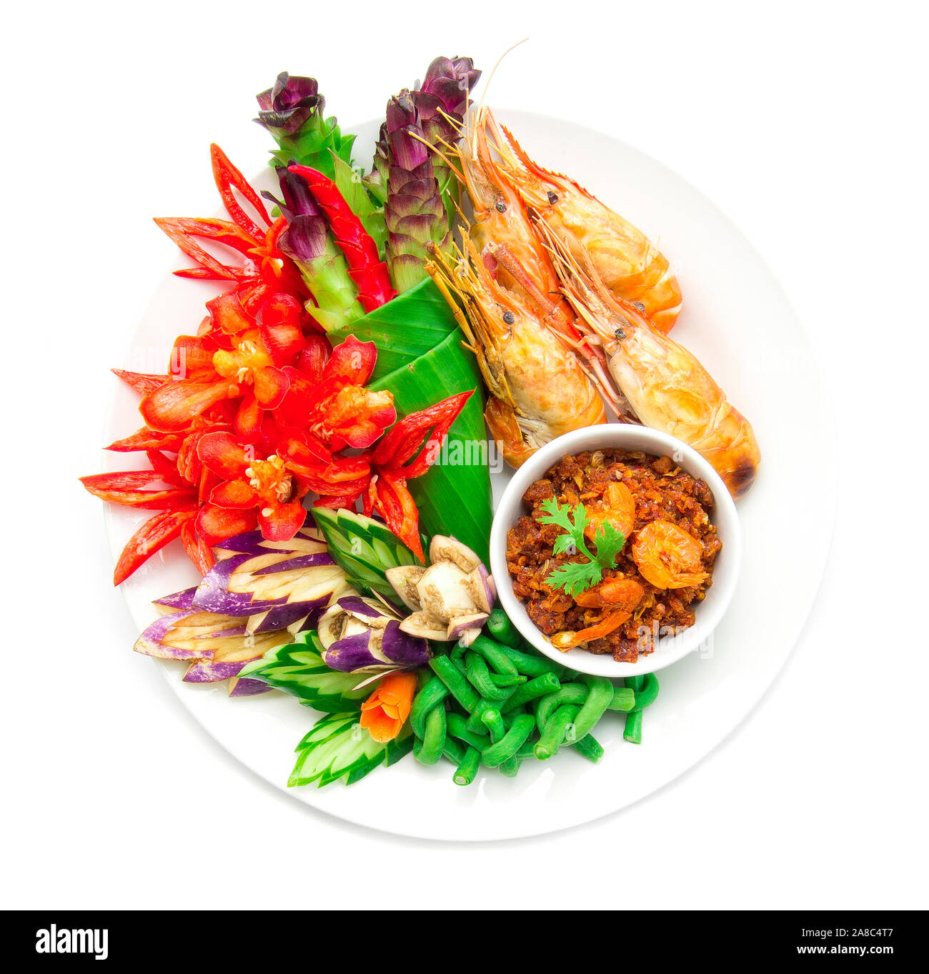 Thai spicy shrimp paste chili dipping sauces with gtill shrimps and