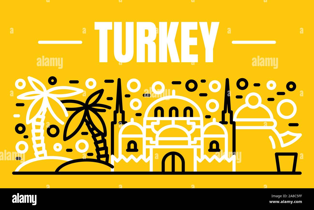 Turkey banner, outline style Stock Vector