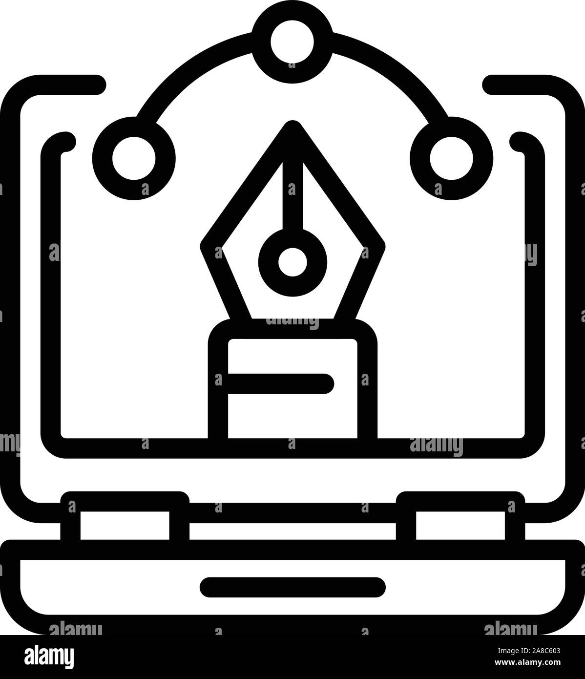 Editor laptop icon, outline style Stock Vector