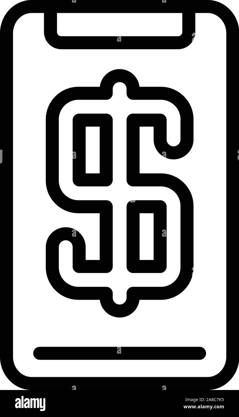 Dollar sign smartphone icon, outline style Stock Vector Image & Art - Alamy