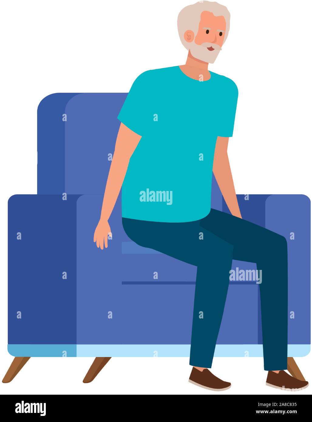 old man sitting in sofa avatar character Stock Vector Image & Art - Alamy