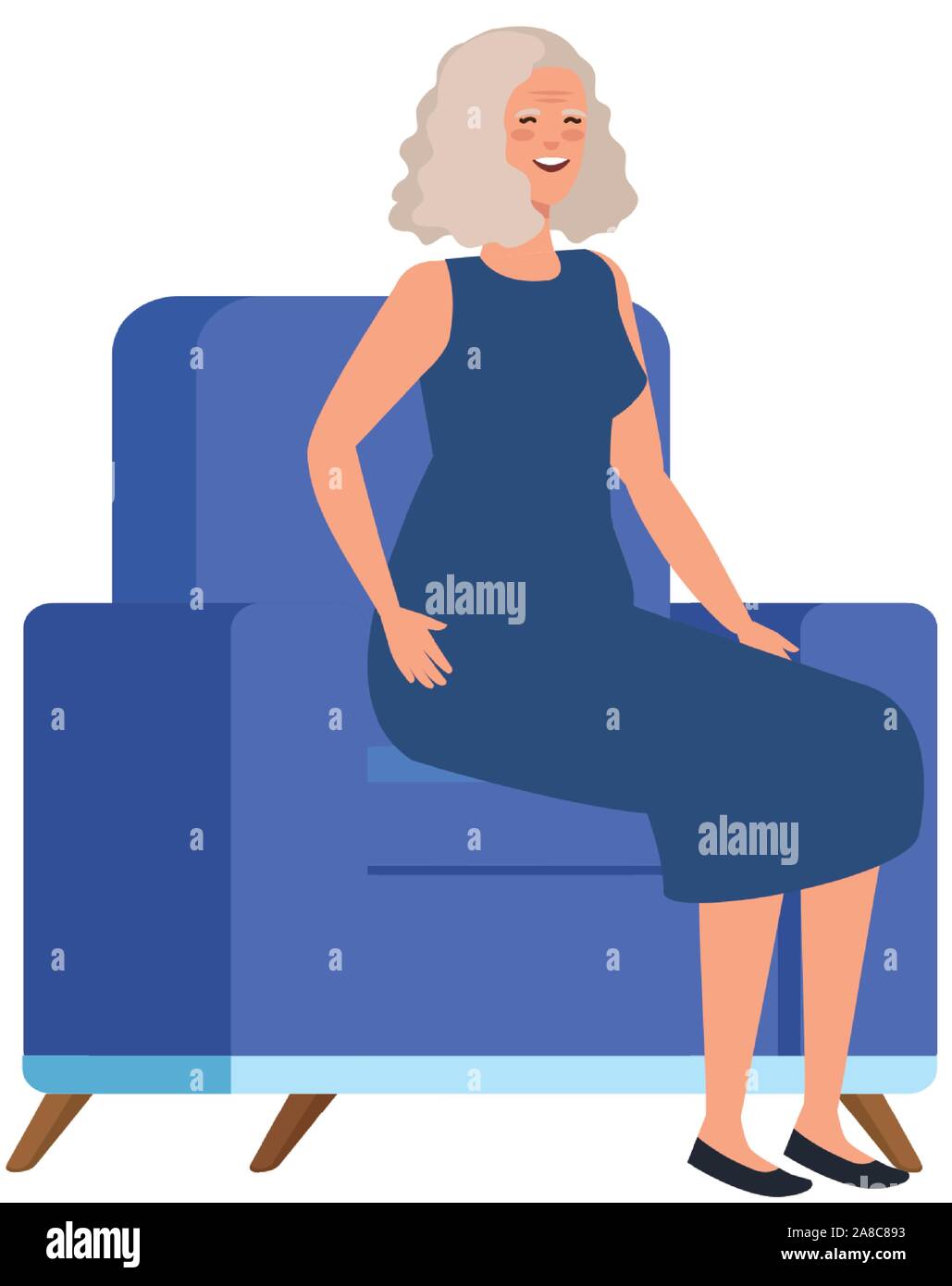 old woman sitting in sofa avatar character Stock Vector Image & Art - Alamy